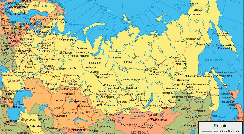Karte Russlands 2016 - Karte von Russland bis 2016 (Ost-Europa - Europe)