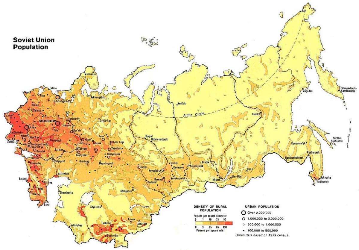 Bevölkerung Dichte Karte von Russland Bevölkerung Dichte Karte