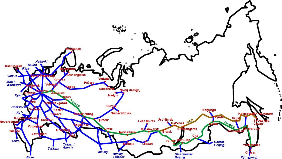 Karte der Russischen Eisenbahnen
