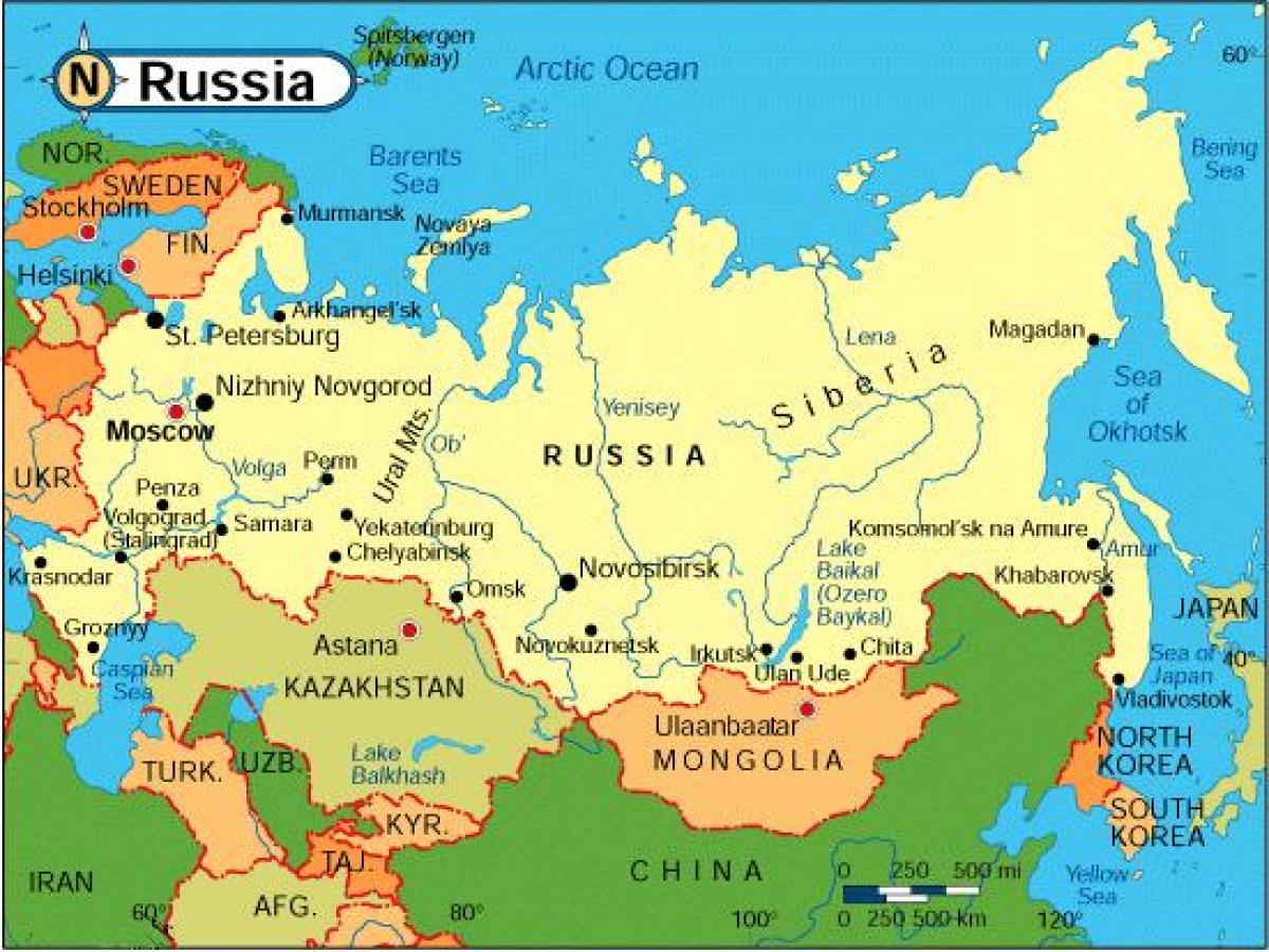 Länder rund um Russland-Karte - Map von Ländern rund um Russland