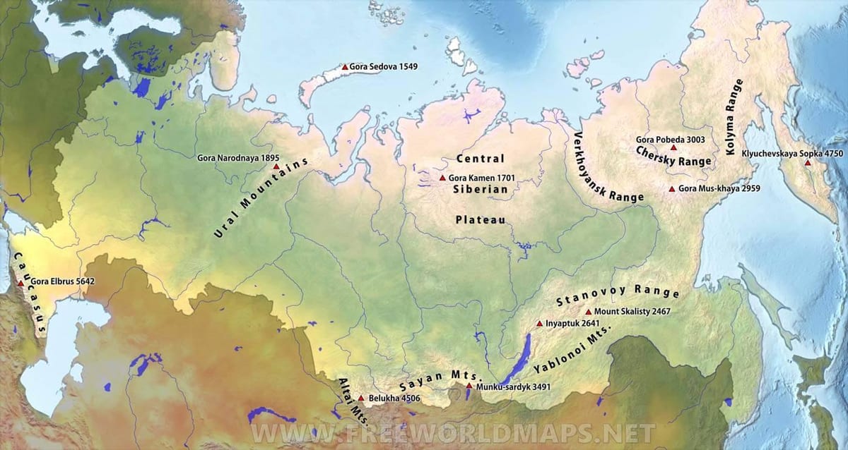 Berge von Russland Karte