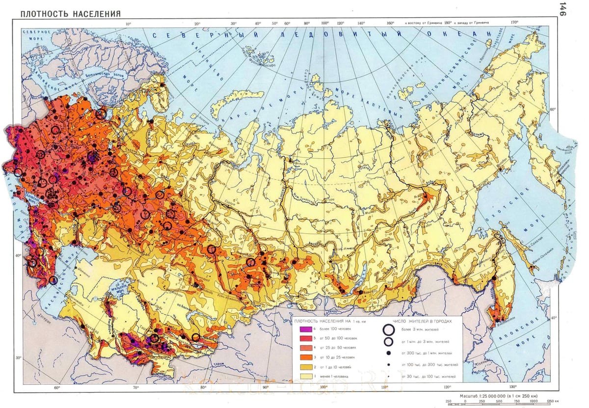 Russland Karte Bevölkerungsdichte