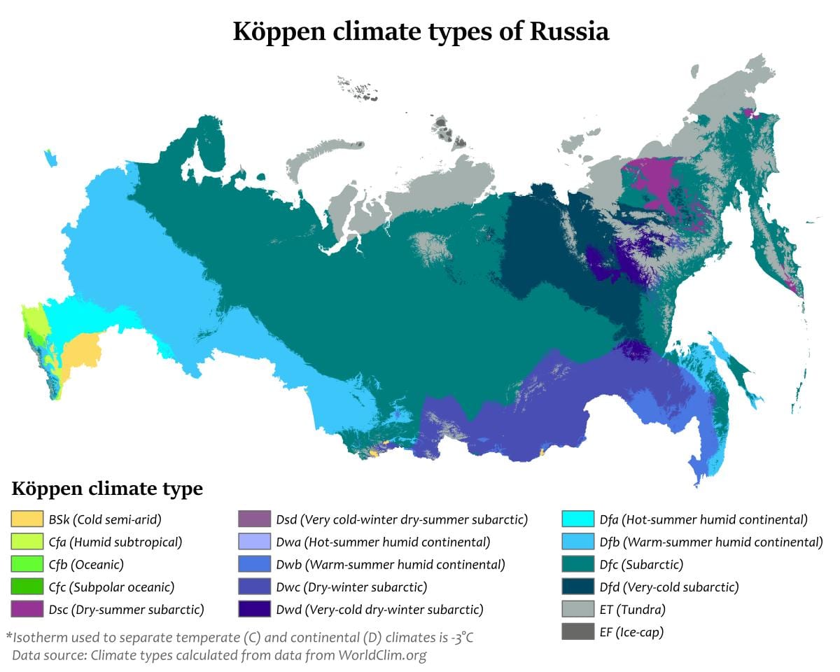 Karte von Russland Regen