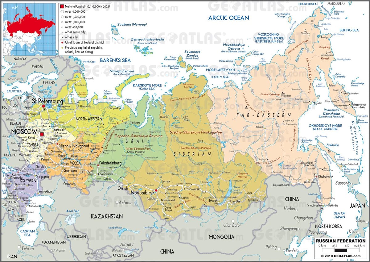Karte von Russland-Staaten