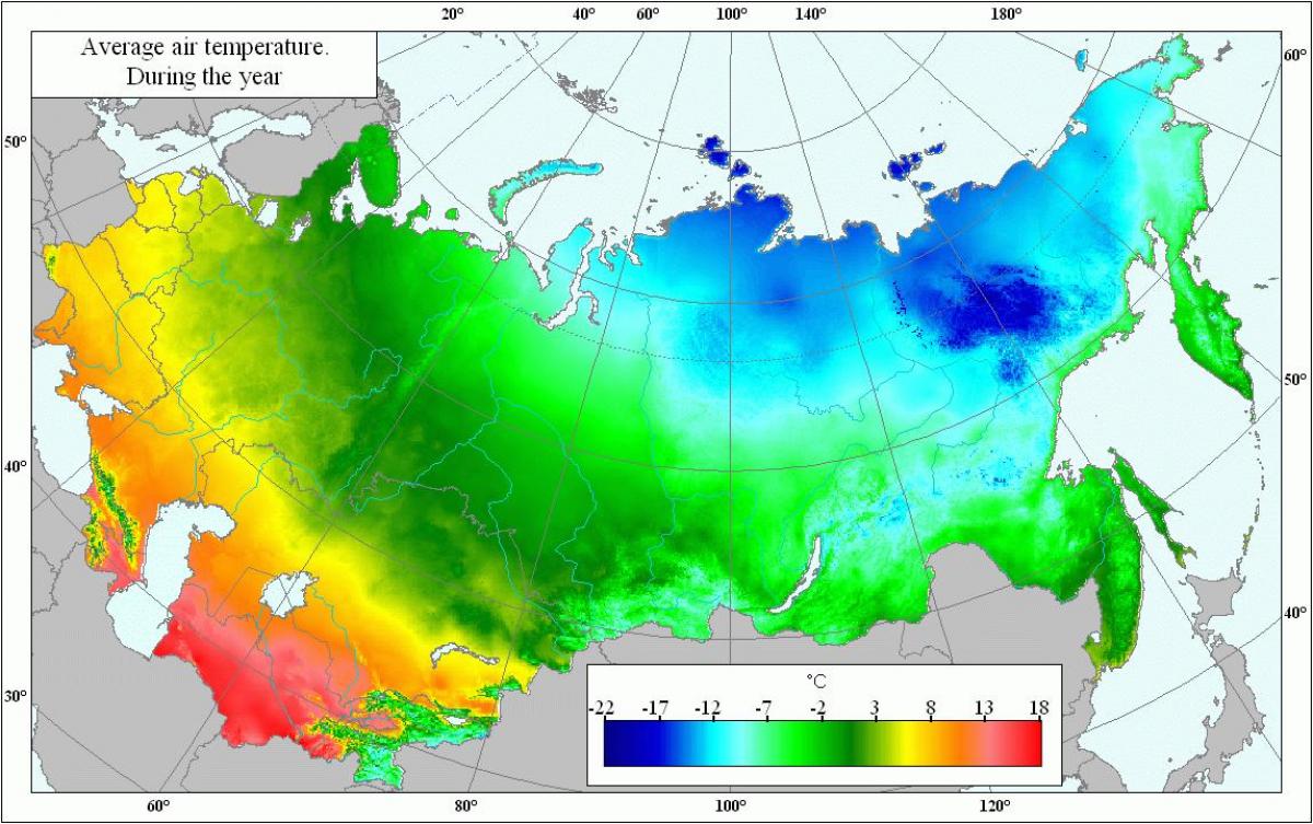 temperatur karte Russland Temperatur Karte   Karte von Russland Temperatur (Ost 