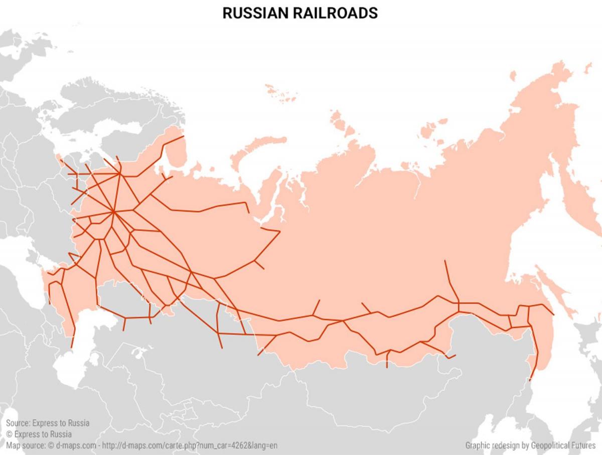 Karte von Russland-Transporte