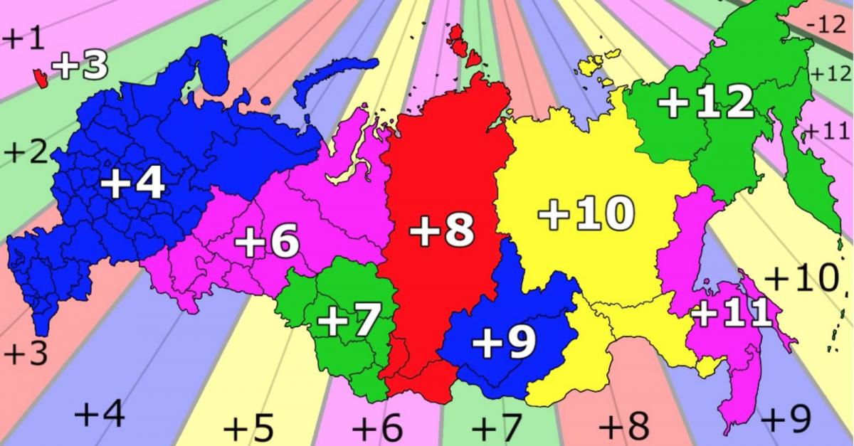 Zeitzonen Russland-Karte