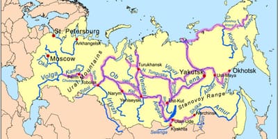Karte von Flüssen in Russland