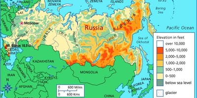 Höhenkarte von Russland